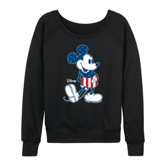 Disney - Americana - Mickey Flag Pattern - Women's Lightweight French Terry Long Sleeve Shirt
