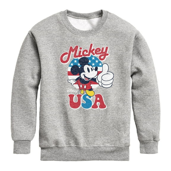 Disney - Americana - Mickey Mouse USA Flag - Toddler And Youth Crewneck Fleece Sweatshirt