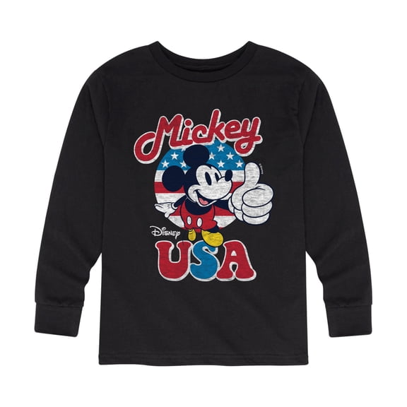 Disney - Americana - Mickey Mouse USA Flag - Toddler And Youth Long Sleeve Graphic T-Shirt