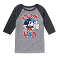 thumbnail image 1 of Disney - Americana - Mickey Mouse USA Flag - Toddler And Youth Raglan Graphic T-Shirt, 1 of 4