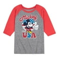 thumbnail image 1 of Disney - Americana - Mickey Mouse USA Flag - Toddler And Youth Raglan Graphic T-Shirt, 1 of 6