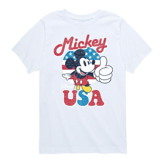 Disney - Americana - Mickey Mouse USA Flag - Toddler And Youth Short Sleeve Graphic T-Shirt