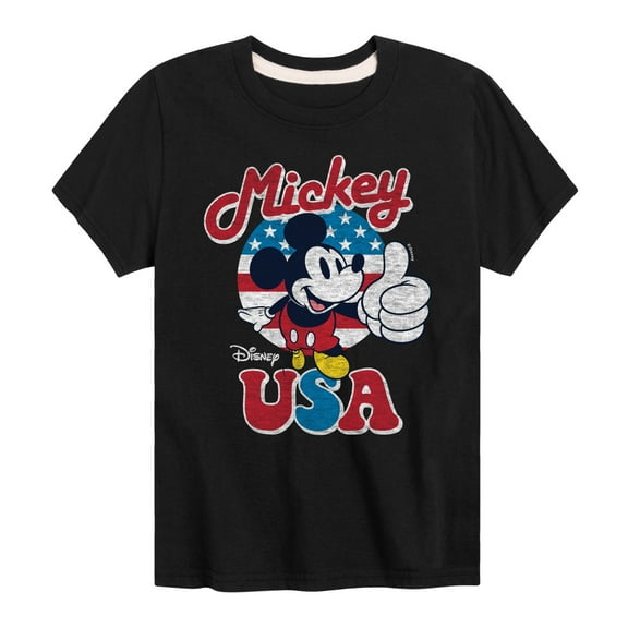 Disney - Americana - Mickey Mouse USA Flag - Toddler And Youth Short Sleeve Graphic T-Shirt