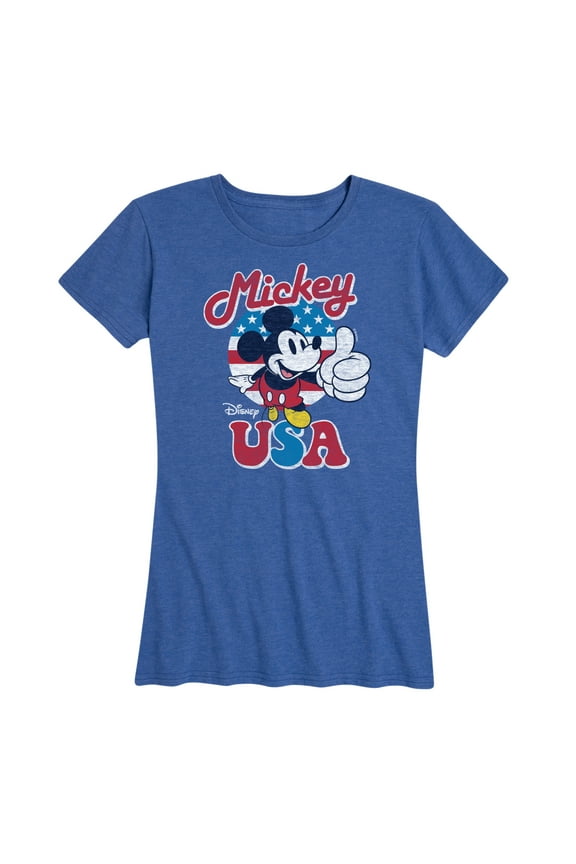 - Americana - Mickey Mouse USA Flag - Women's Short Sleeve Graphic T-Shirt