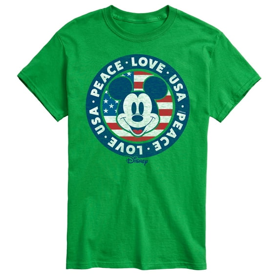 Disney - Americana - Mickey Peace Love Usa - Adult Short Sleeve Graphic T-Shirt
