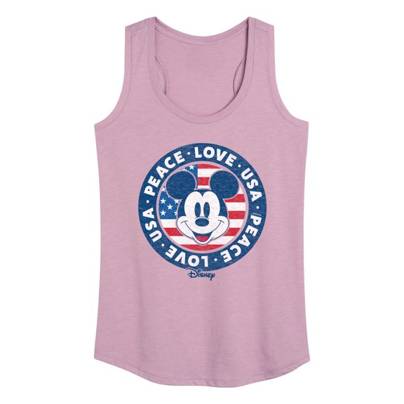 Disney - Americana - Mickey Peace Love Usa - Women's Racerback Tank Top