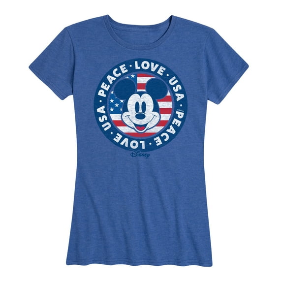 Disney - Americana - Mickey Peace Love Usa - Women's Short Sleeve Graphic T-Shirt