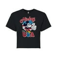 thumbnail image 1 of Disney - Americana - Mickey USA - Juniors Cropped Cotton Blend T-Shirt, 1 of 5