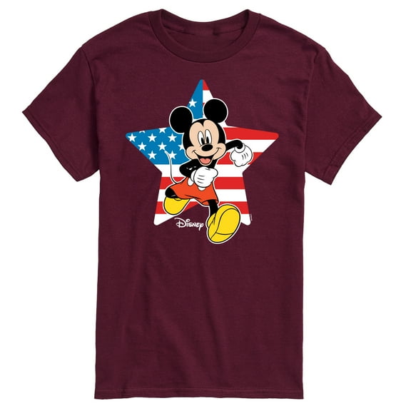 Disney - Americana - Mickey Usa Flag Star - Adult Short Sleeve Graphic T-Shirt