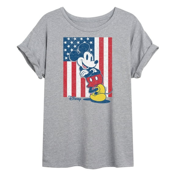 Disney - Americana - Mickey Vertical American Flag - Juniors Ideal Flowy Muscle T-Shirt