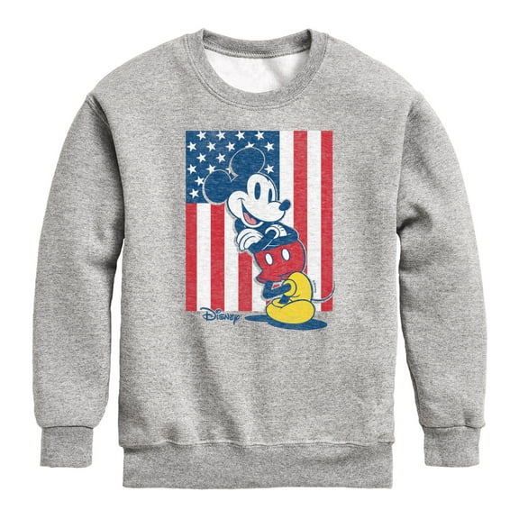 Disney - Americana - Mickey Vertical American Flag - Toddler And Youth Crewneck Fleece Sweatshirt