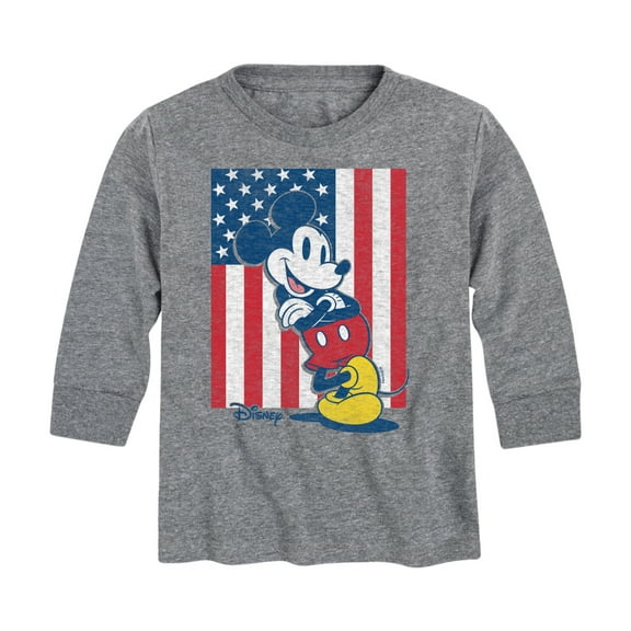 Disney - Americana - Mickey Vertical American Flag - Toddler And Youth Long Sleeve Graphic T-Shirt