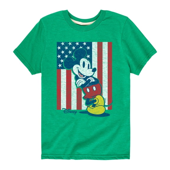 Disney - Americana - Mickey Vertical American Flag - Toddler And Youth Short Sleeve Graphic T-Shirt