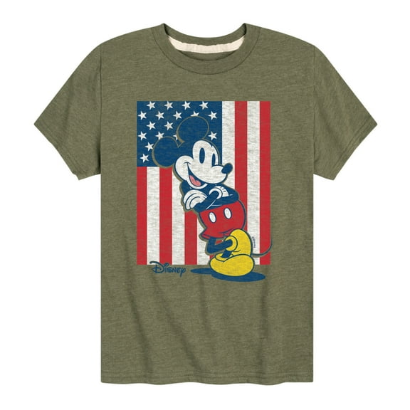Disney - Americana - Mickey Vertical American Flag - Toddler And Youth Short Sleeve Graphic T-Shirt