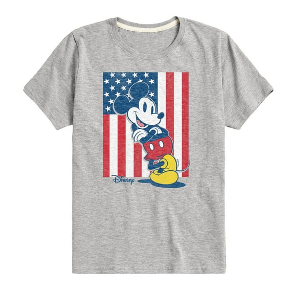 Disney - Americana - Mickey Vertical American Flag - Toddler And Youth Short Sleeve Graphic T-Shirt