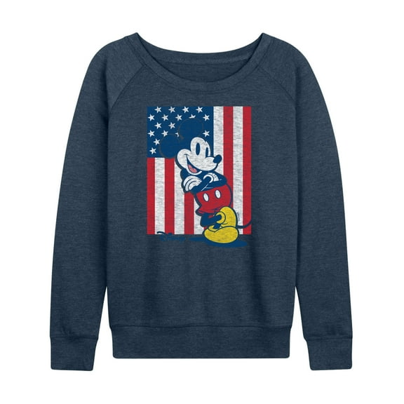 Disney - Americana - Mickey Vertical American Flag - Women's Lightweight French Terry Long Sleeve Shirt