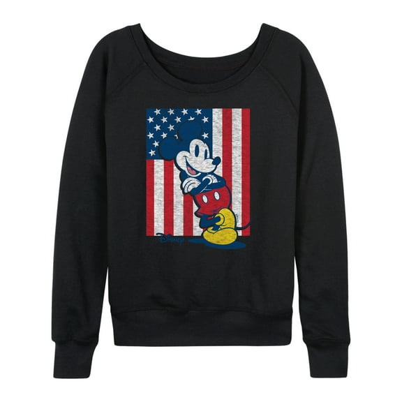 Disney - Americana - Mickey Vertical American Flag - Women's Lightweight French Terry Long Sleeve Shirt