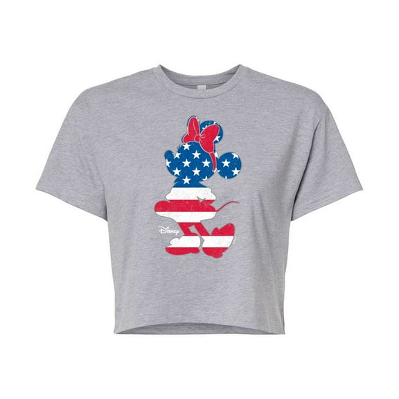 Disney - Americana - Minnie Americana Fill - Juniors Cropped Cotton Blend T-Shirt