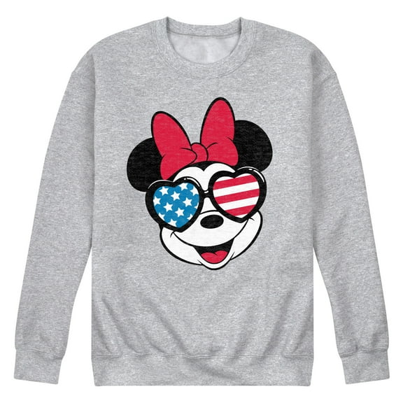 Disney - Americana - Minnie Flag Glasses - Men's Crew Neck Fleece Pullover