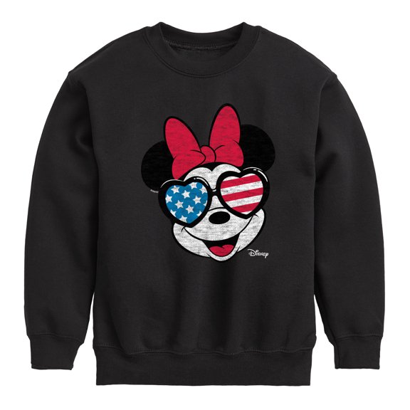 Disney - Americana - Minnie Flag Glasses - Toddler And Youth Crewneck Fleece Sweatshirt