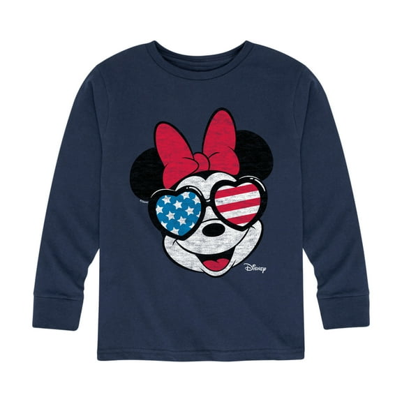 Disney - Americana - Minnie Flag Glasses - Toddler And Youth Long Sleeve Graphic T-Shirt