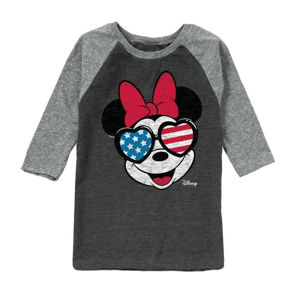 Disney - Americana - Minnie Flag Glasses - Toddler And Youth Raglan Graphic T-Shirt