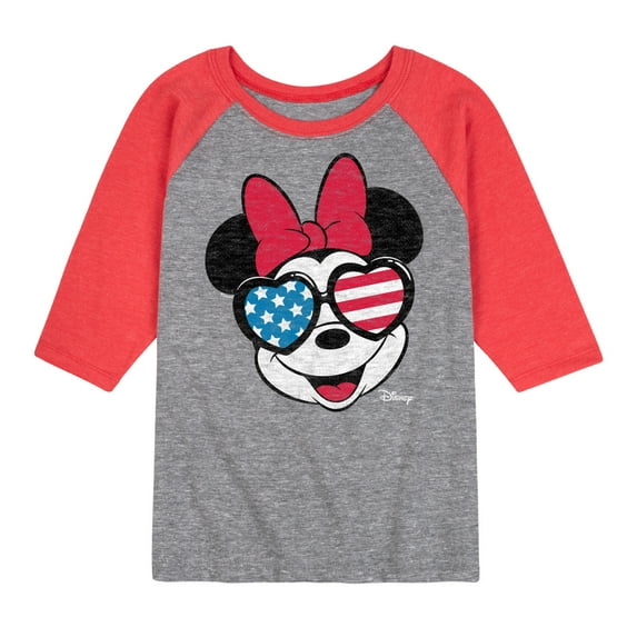 Disney - Americana - Minnie Flag Glasses - Toddler And Youth Raglan Graphic T-Shirt