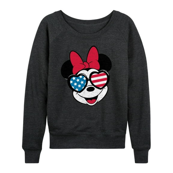Disney - Americana - Minnie Flag Glasses - Women's Lightweight French Terry Long Sleeve Shirt