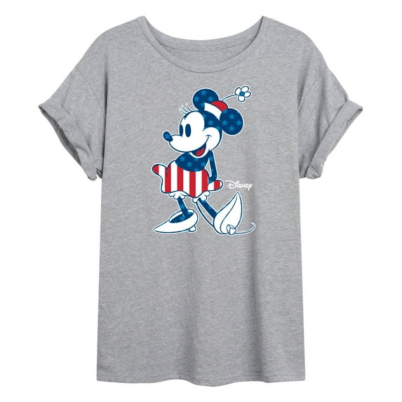 Disney - Americana - Minnie Flag Pattern - Women's Oversized T-Shirt