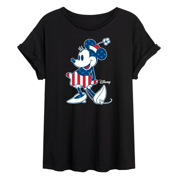 Disney - Americana - Minnie Flag Pattern - Women's Oversized T-Shirt