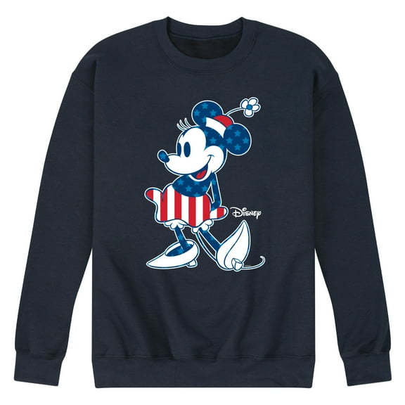 Disney - Americana - Minnie Flag Pattern - Men's Crew Neck Fleece Pullover