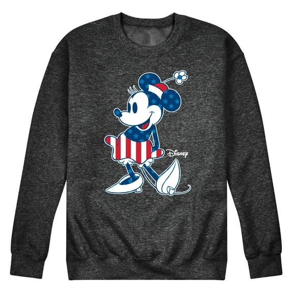 Disney - Americana - Minnie Flag Pattern - Men's Crew Neck Fleece Pullover