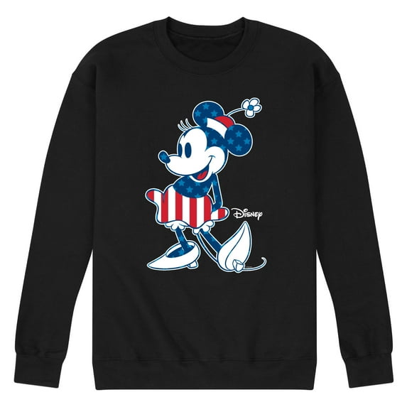 Disney - Americana - Minnie Flag Pattern - Men's Crew Neck Fleece Pullover