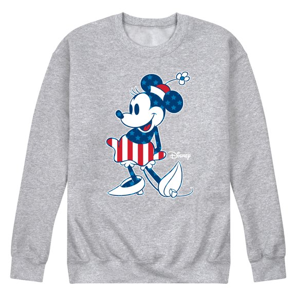 Disney - Americana - Minnie Flag Pattern - Men's Crew Neck Fleece Pullover