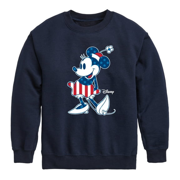 Disney - Americana - Minnie Flag Pattern - Toddler And Youth Crewneck Fleece Sweatshirt