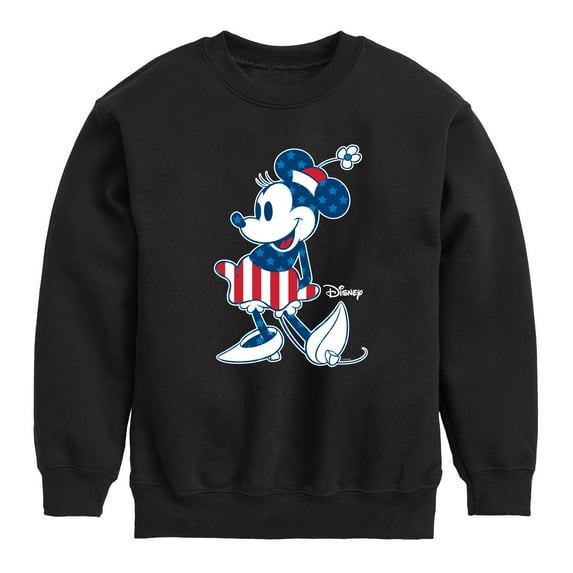 Disney - Americana - Minnie Flag Pattern - Toddler And Youth Crewneck Fleece Sweatshirt