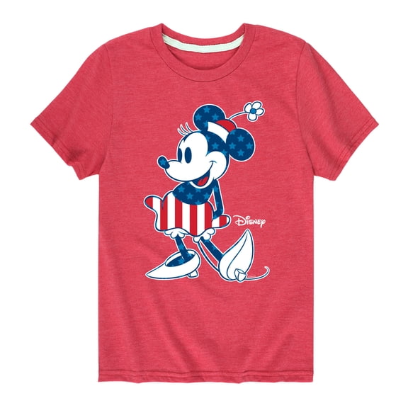 Disney - Americana - Minnie Flag Pattern - Toddler And Youth Short Sleeve Graphic T-Shirt