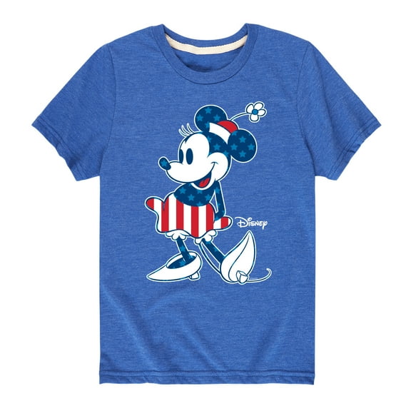 Disney - Americana - Minnie Flag Pattern - Toddler And Youth Short Sleeve Graphic T-Shirt