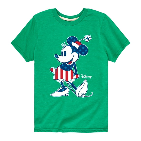 Disney - Americana - Minnie Flag Pattern - Toddler And Youth Short Sleeve Graphic T-Shirt