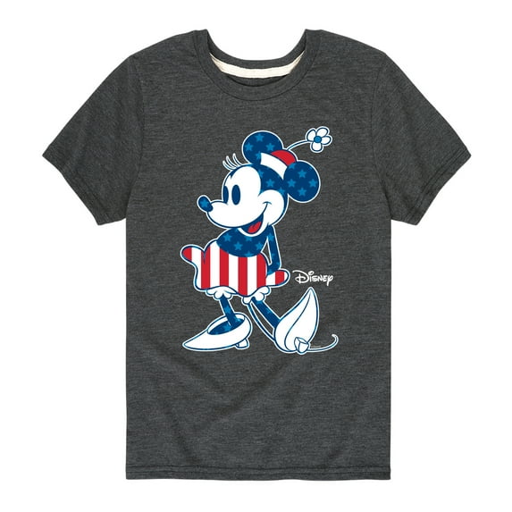 Disney - Americana - Minnie Flag Pattern - Toddler And Youth Short Sleeve Graphic T-Shirt