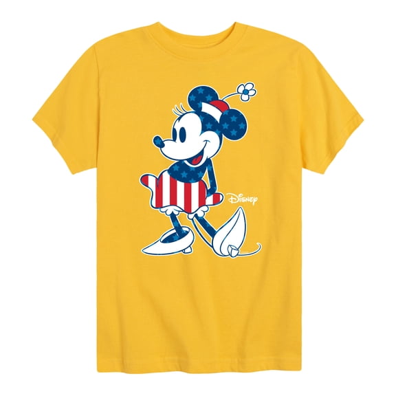 Disney - Americana - Minnie Flag Pattern - Toddler And Youth Short Sleeve Graphic T-Shirt