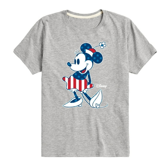 Disney - Americana - Minnie Flag Pattern - Toddler And Youth Short Sleeve Graphic T-Shirt