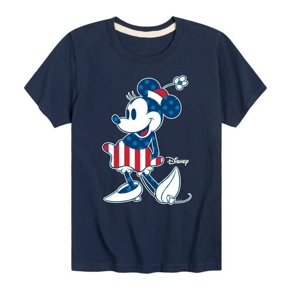 Disney - Americana - Minnie Flag Pattern - Toddler And Youth Short Sleeve Graphic T-Shirt
