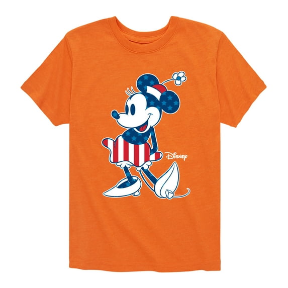 Disney - Americana - Minnie Flag Pattern - Toddler And Youth Short Sleeve Graphic T-Shirt