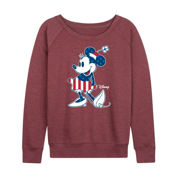 Disney - Americana - Minnie Flag Pattern - Women's Lightweight French Terry Long Sleeve Shirt