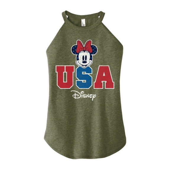 Disney - Americana - Minnie USA - Juniors High Neck Tank Top