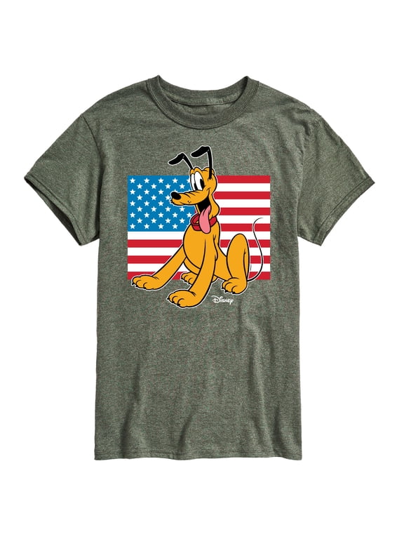 - Pluto Patriotic USA Flag Men's Short Sleeve Graphic T-Shirt