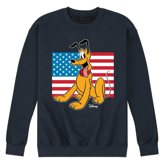 Disney - Americana - Pluto Usa Flag - Men's Crew Neck Fleece Pullover