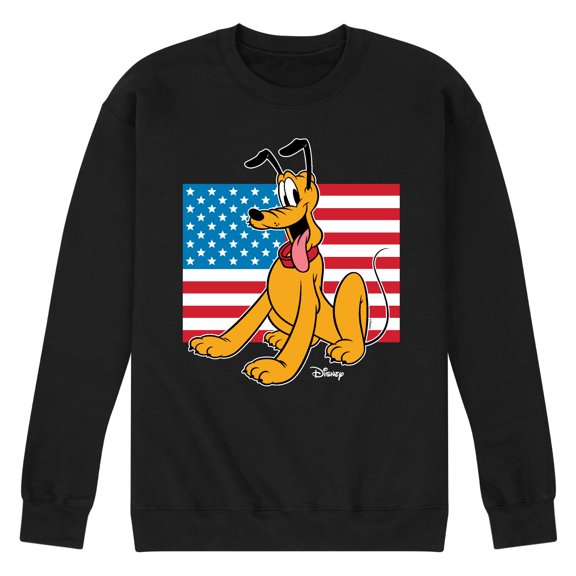 Disney - Americana - Pluto Usa Flag - Men's Crew Neck Fleece Pullover