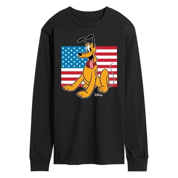 Disney - Americana - Pluto Usa Flag - Men's Long Sleeve T-Shirt